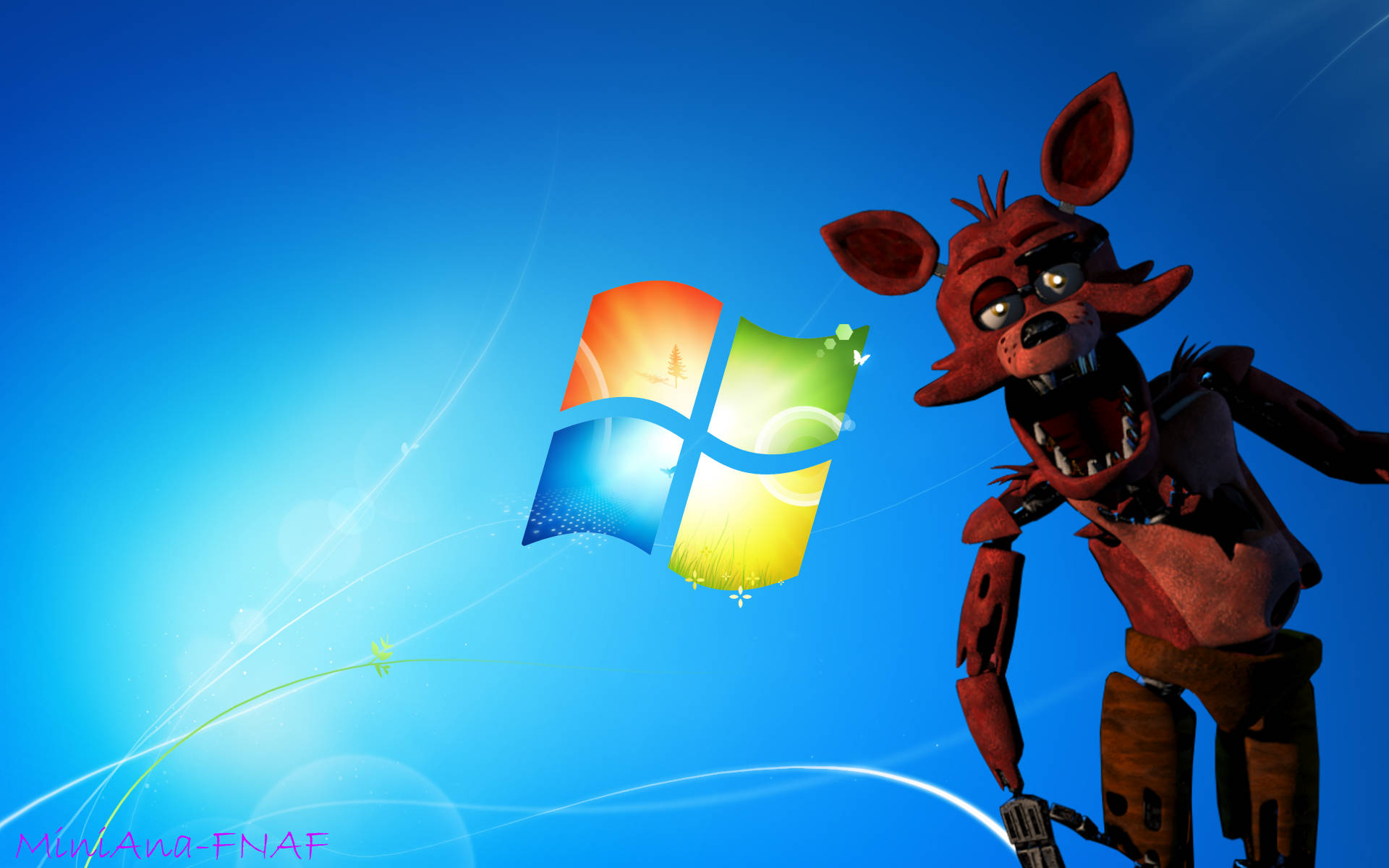 Fnaf Withered Foxy In Windows Background