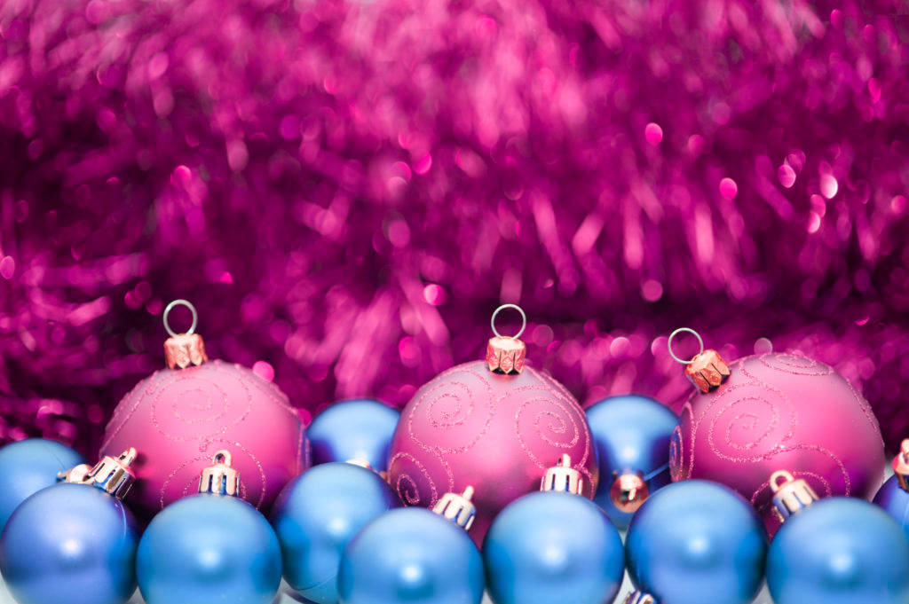 Focus Purple And Blue Baubles Background