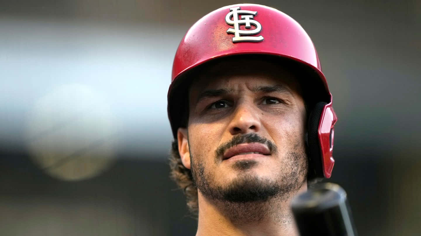 Focused Baseball Player St Louis Cardinals Helmet Background