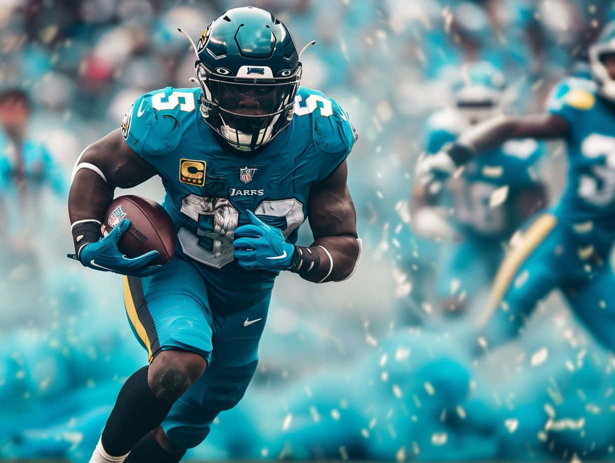 Focused Football Playerin Action Background
