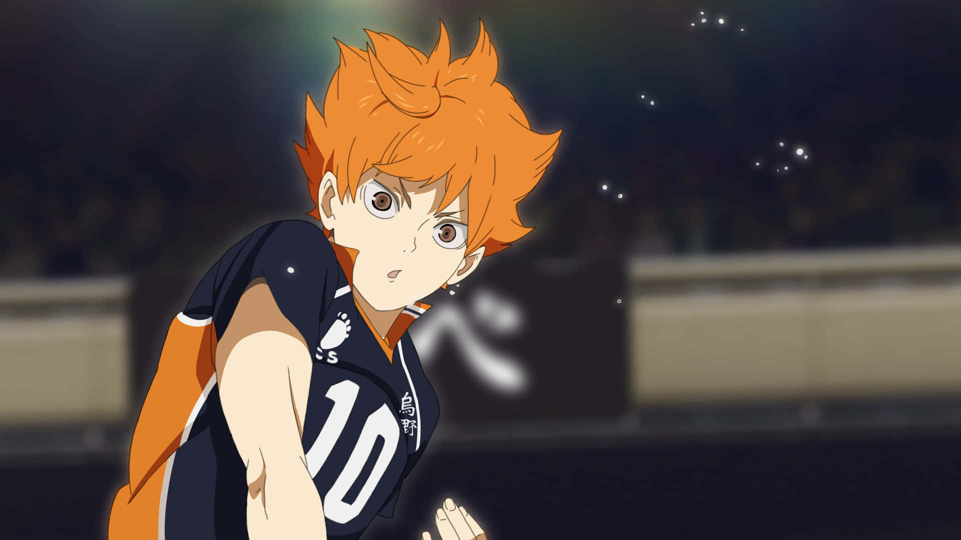 Focused Hinata Volleyball Match Background