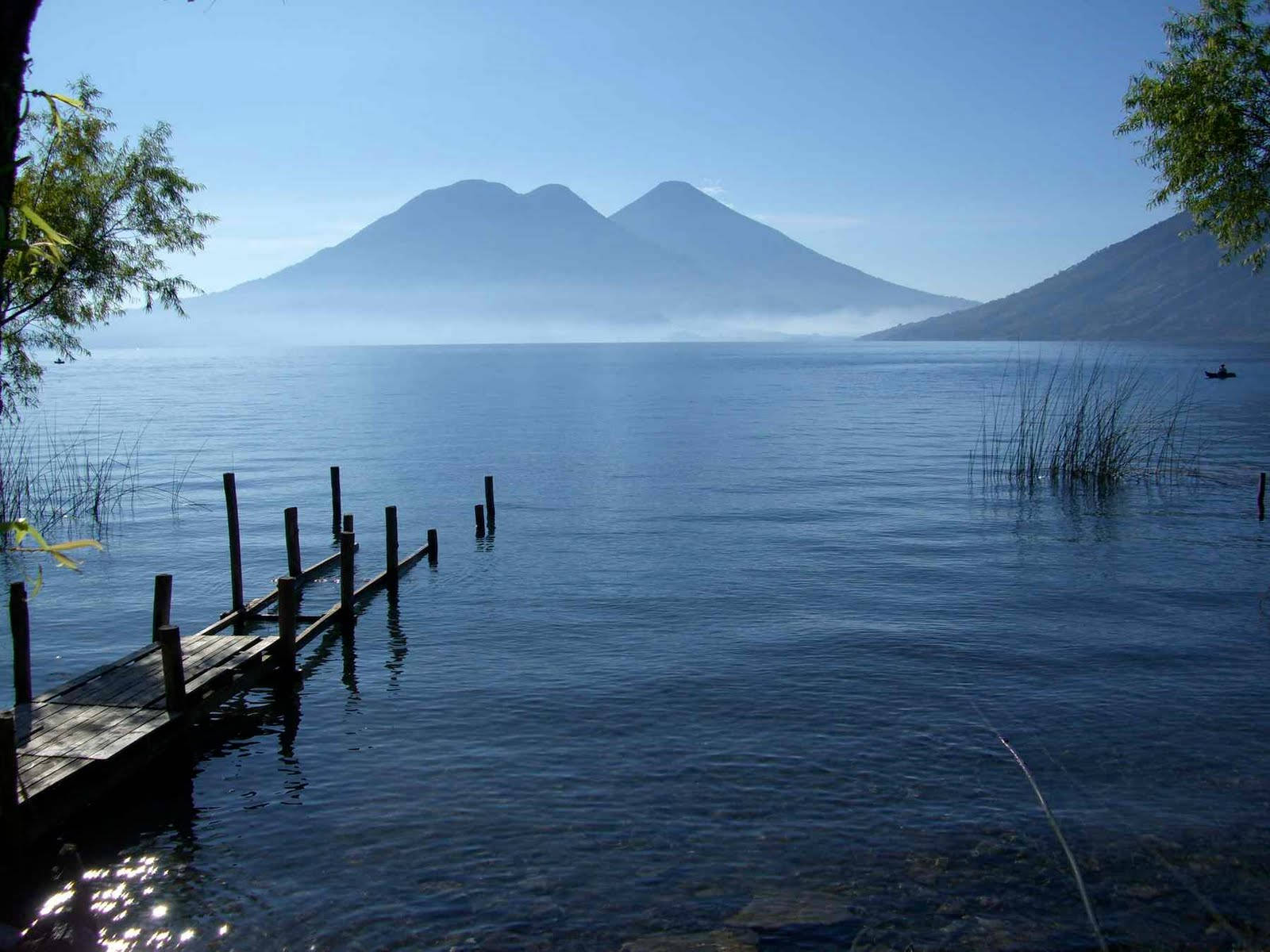 Foggy Lake Atitlan Guatemala Background