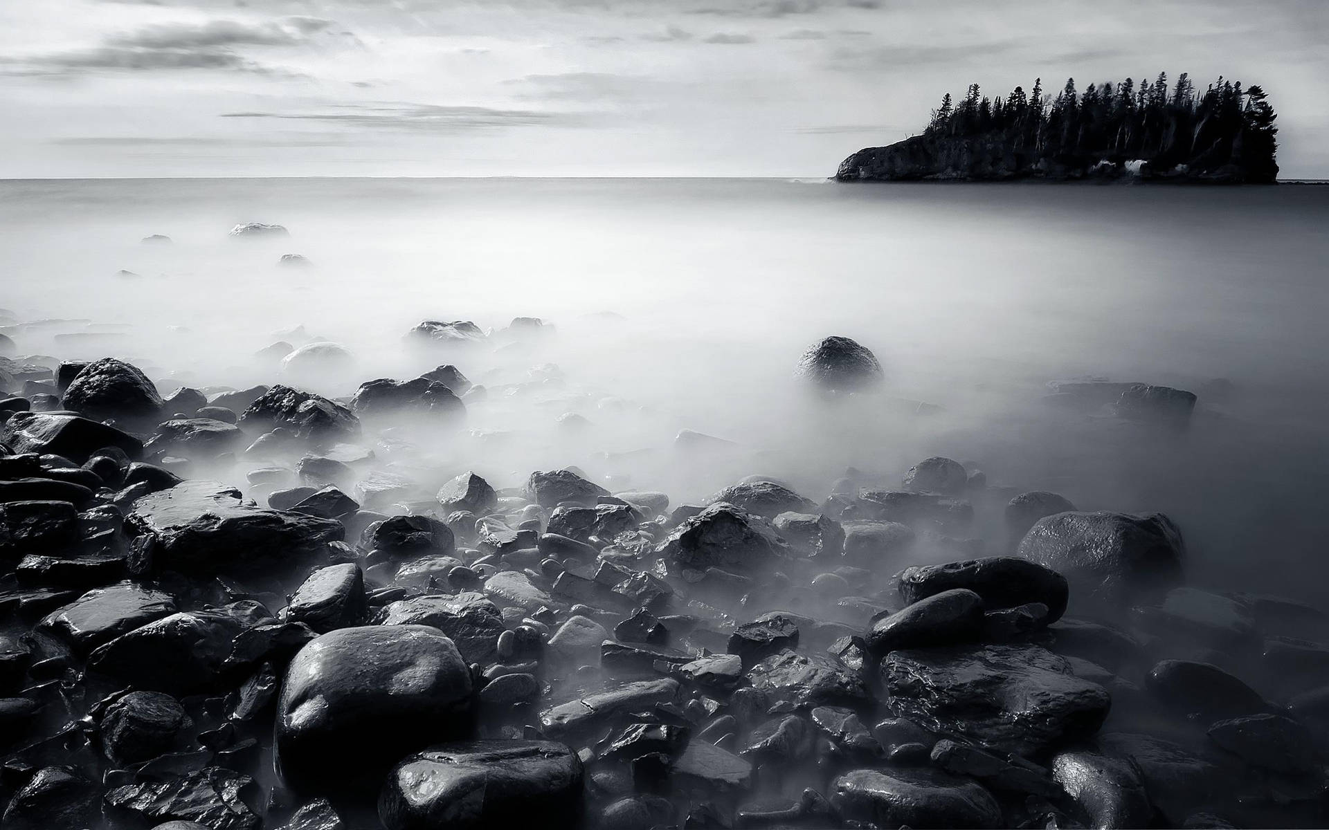 Foggy Morning At Lake Superior Background