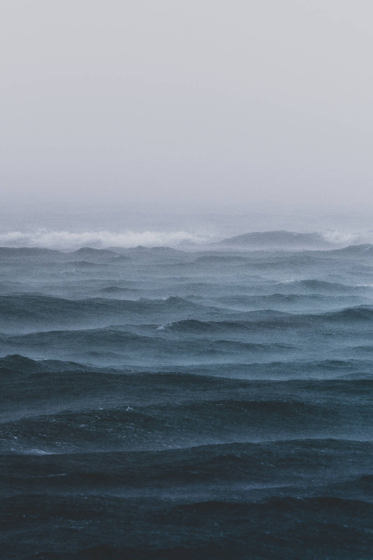 Foggy Sea Storm Waves Background