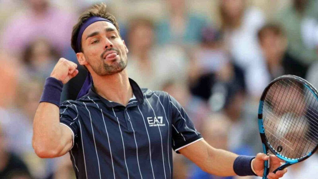 Fognini's Intense Focus On The Tennis Court Background