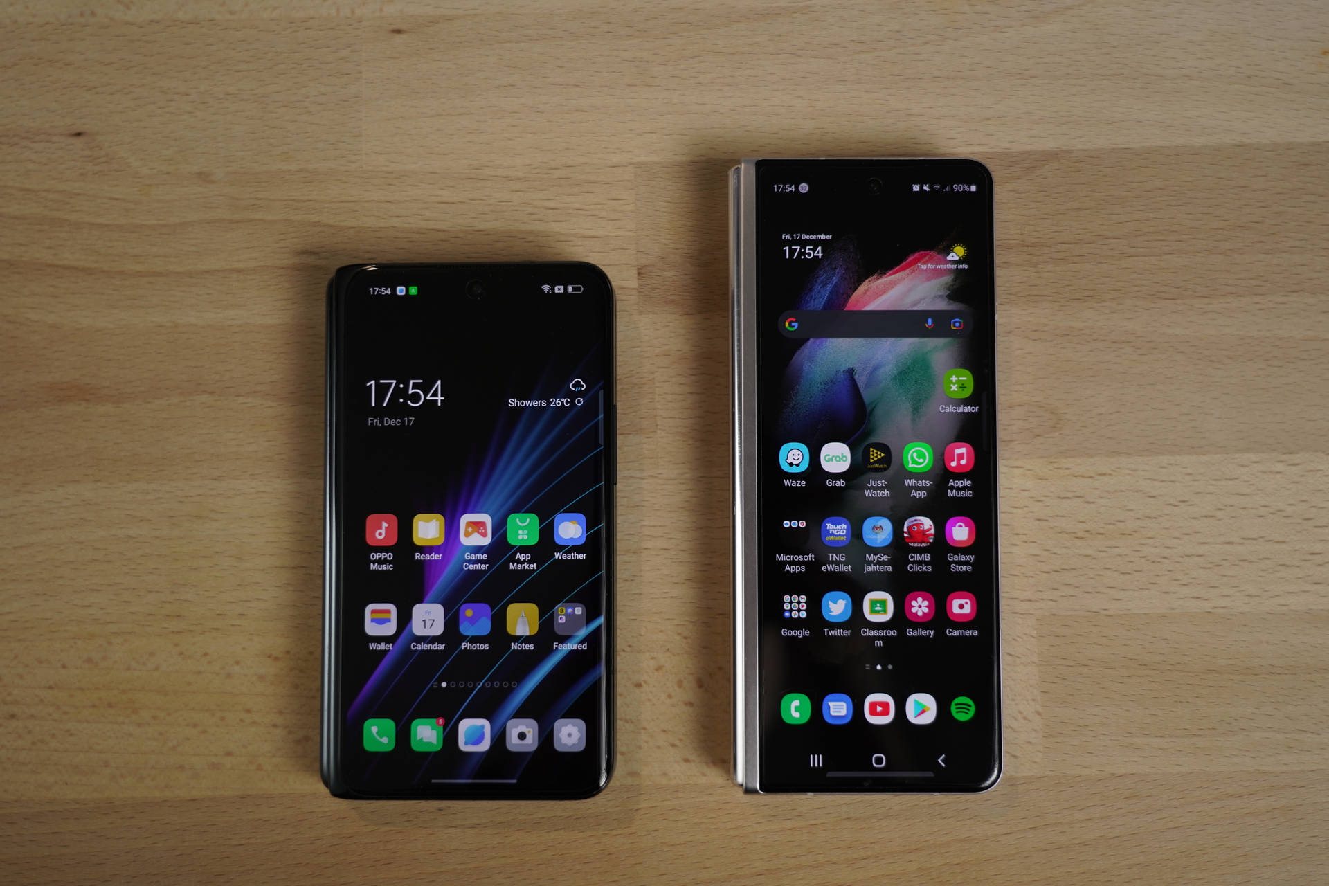 Folded Oppo And Samsung Smartphones