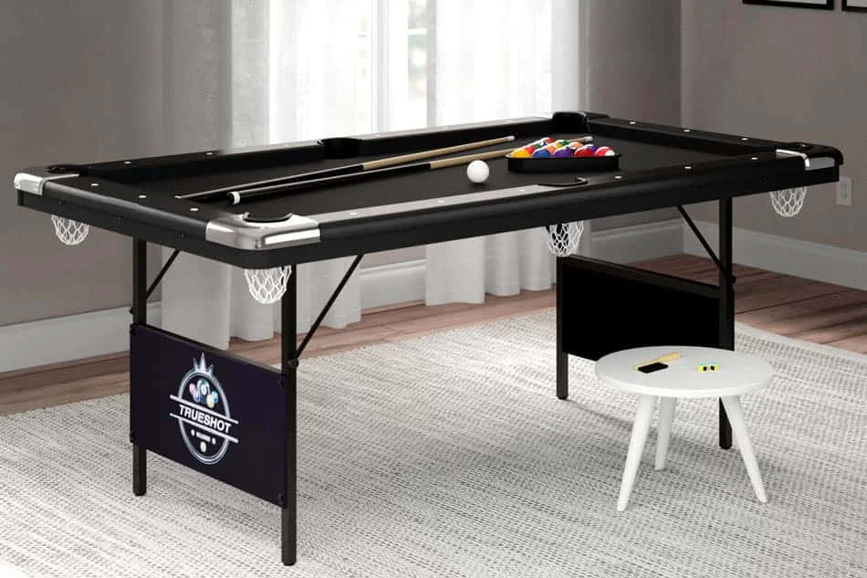 Folding Billiard Pool Table In Play Background