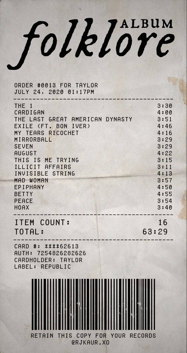 Folklore Receipt