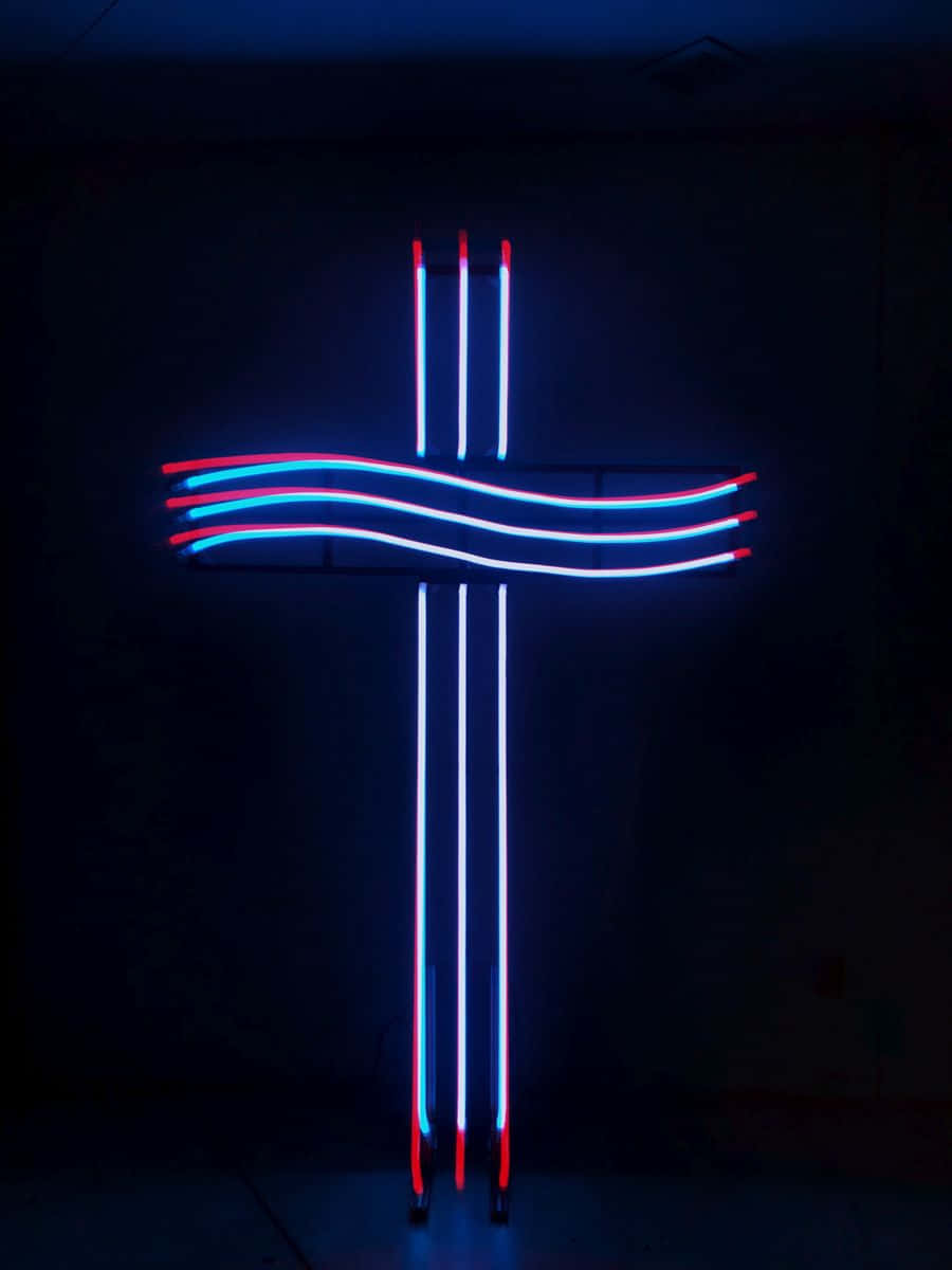 Follow The Neon Cross | Be Illuminated By Your Faith Background