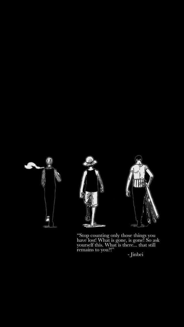 Follow The Strawhat Pirate Crew In One Piece Black And White Background