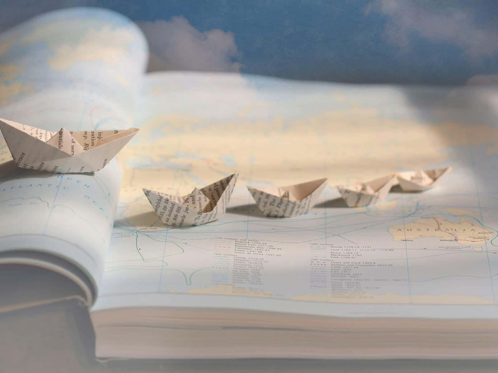 Following Paper Boats Background