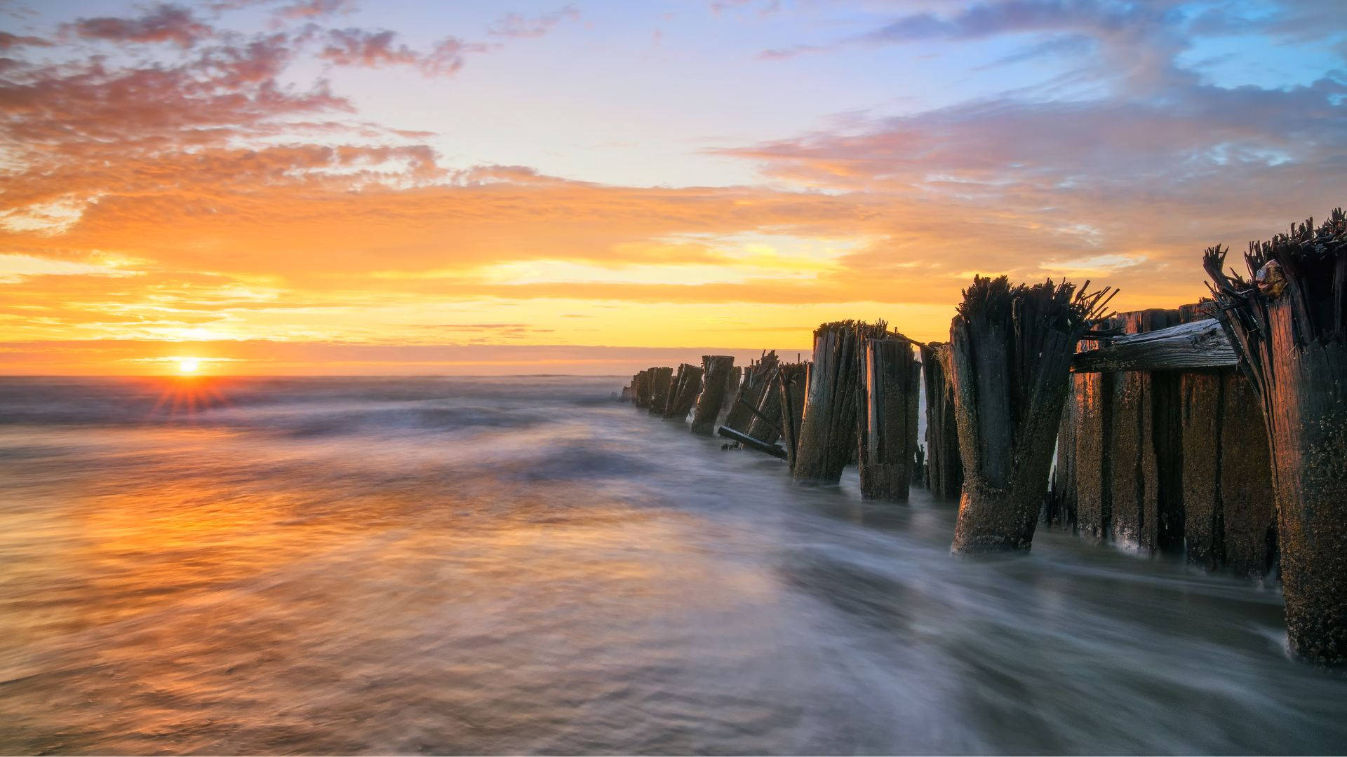 Folly Beach Sunrise Scenery Background