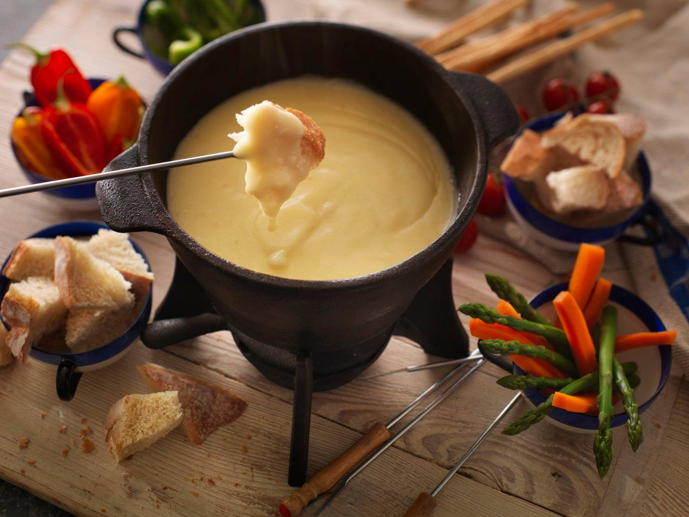 Fondue And Bread Cubes Background