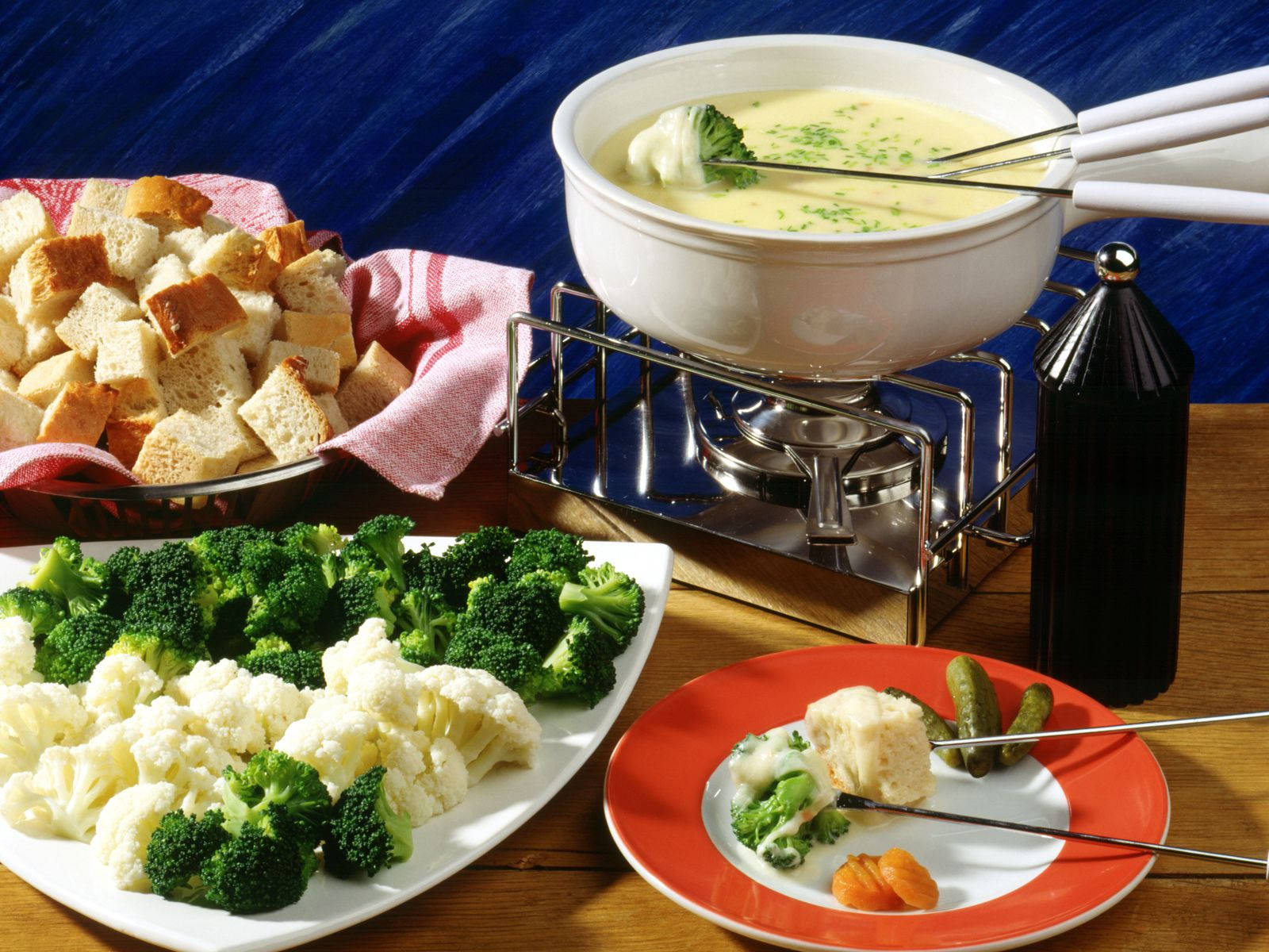 Fondue And Broccoli Background