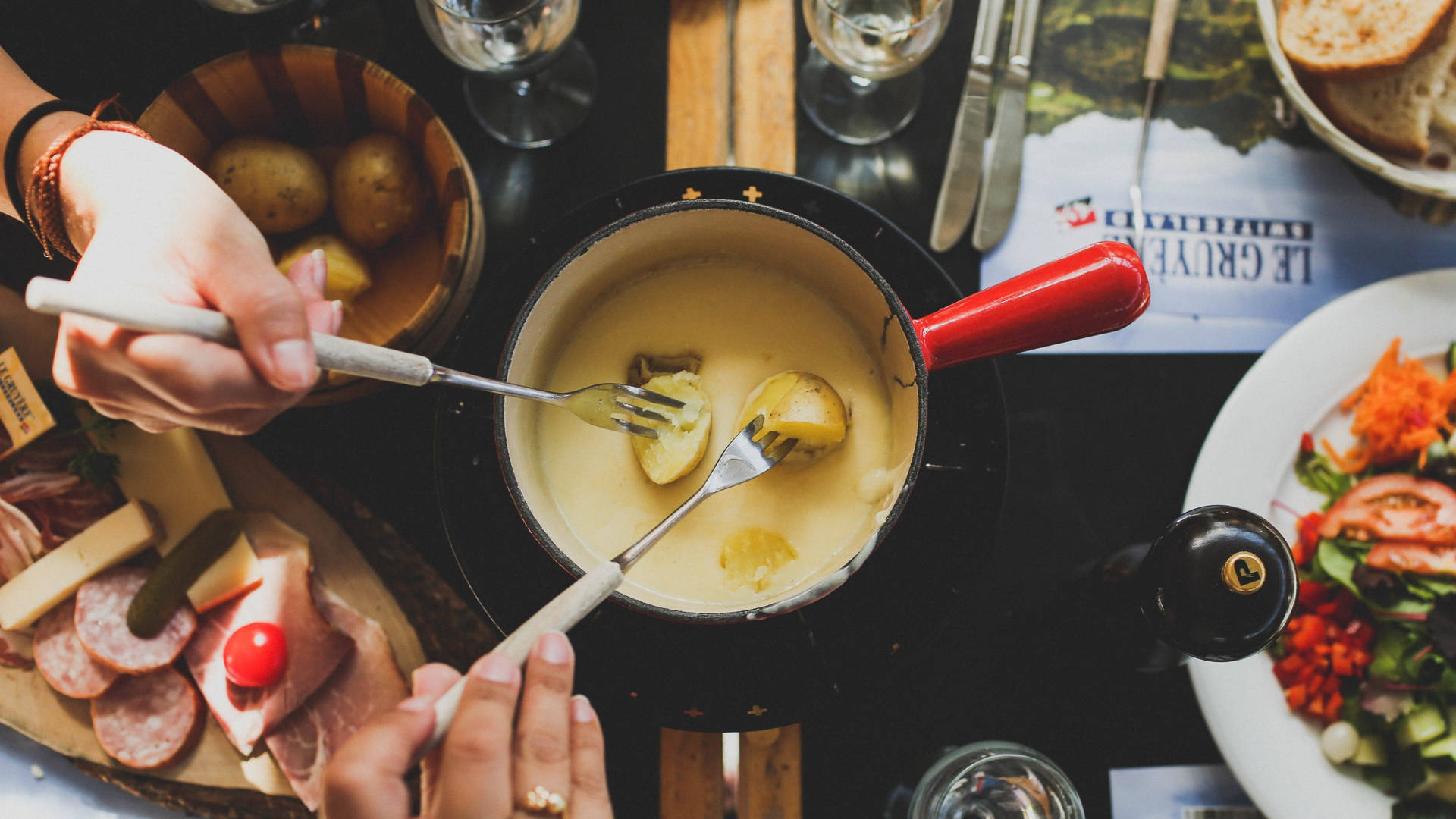 Fondue Marble Potatoes Background