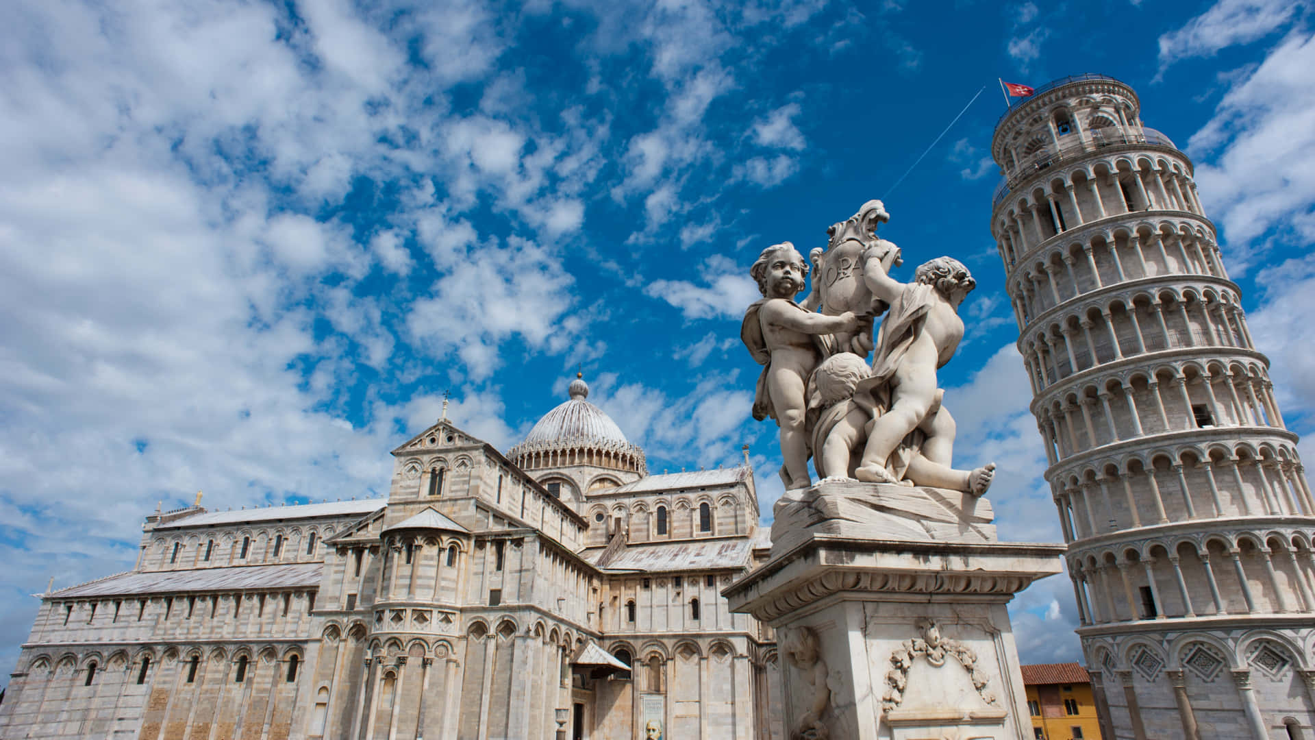 Fontana Dei Putti And The Tower Of Pisa Background