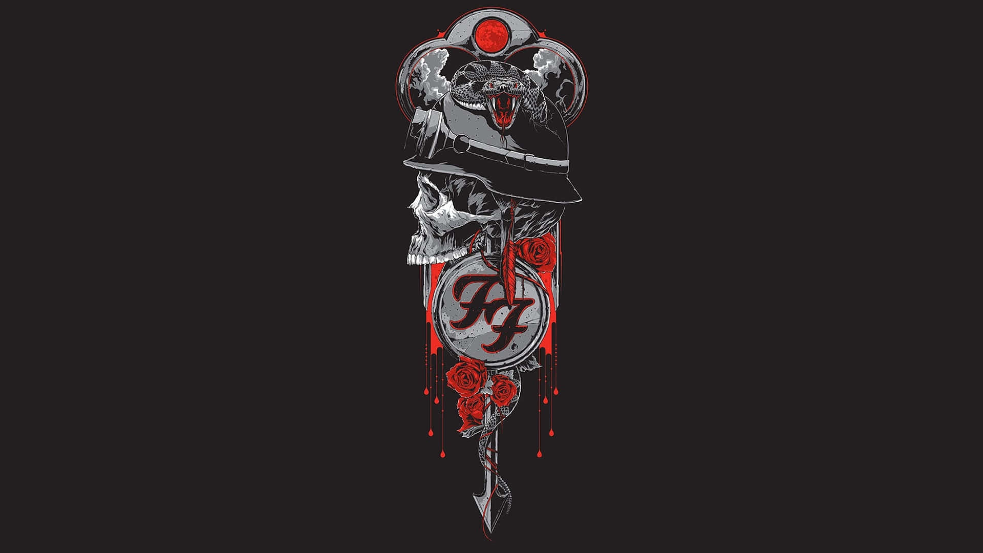 Foo Fighters Skulland Roses Artwork Background