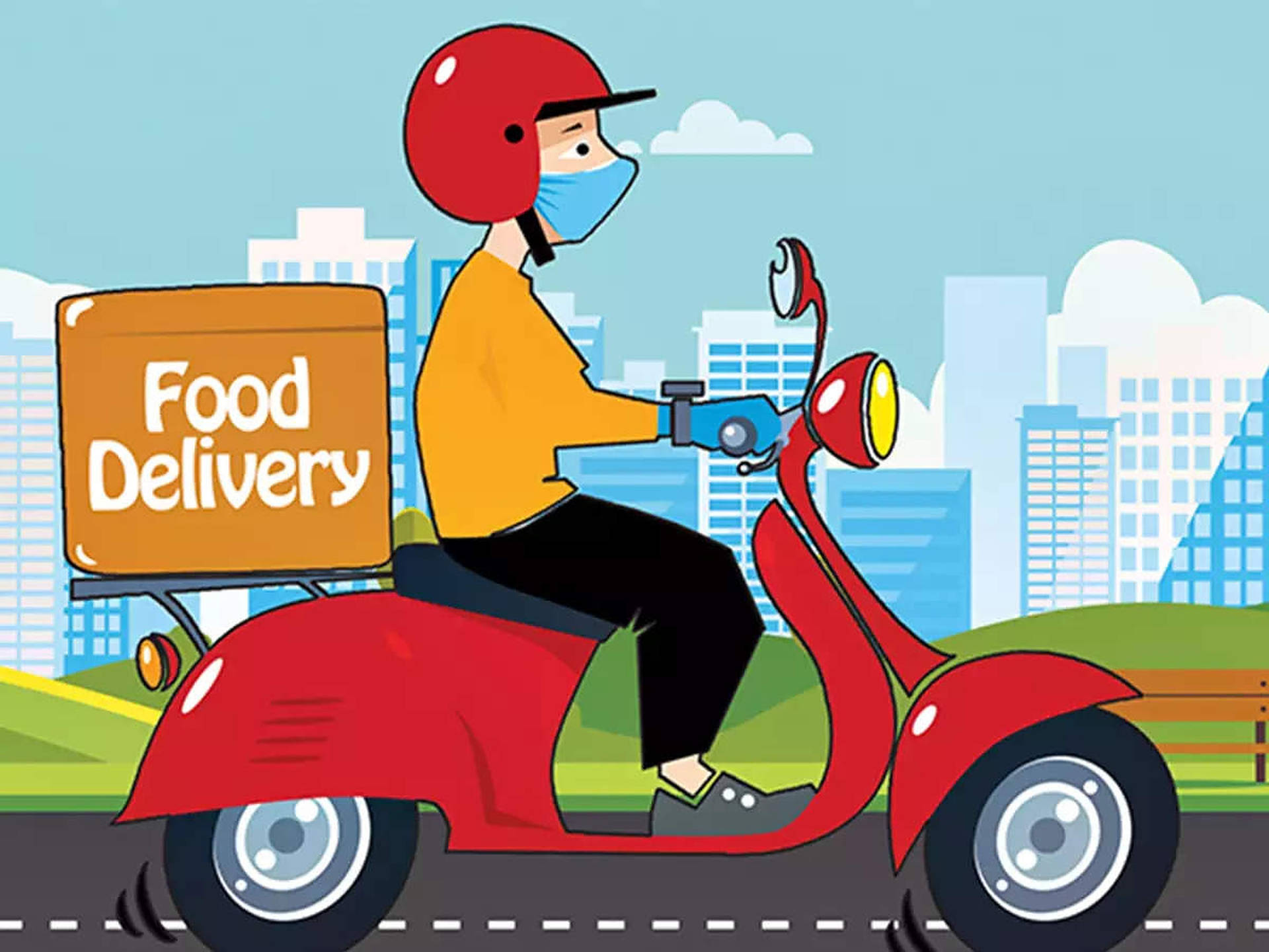 Food Delivery Cartoon Art Background