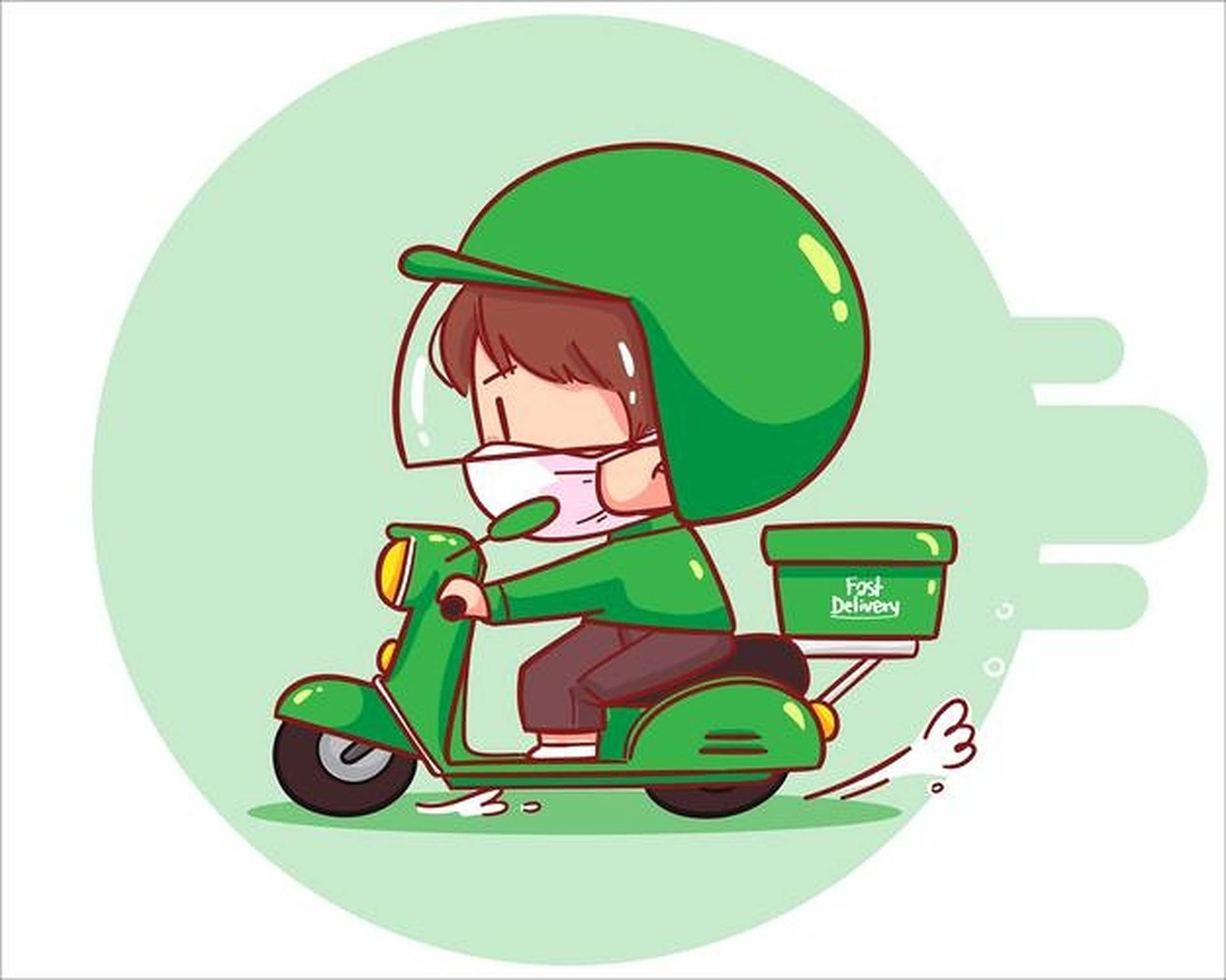 Food Delivery Green Cartoon Background