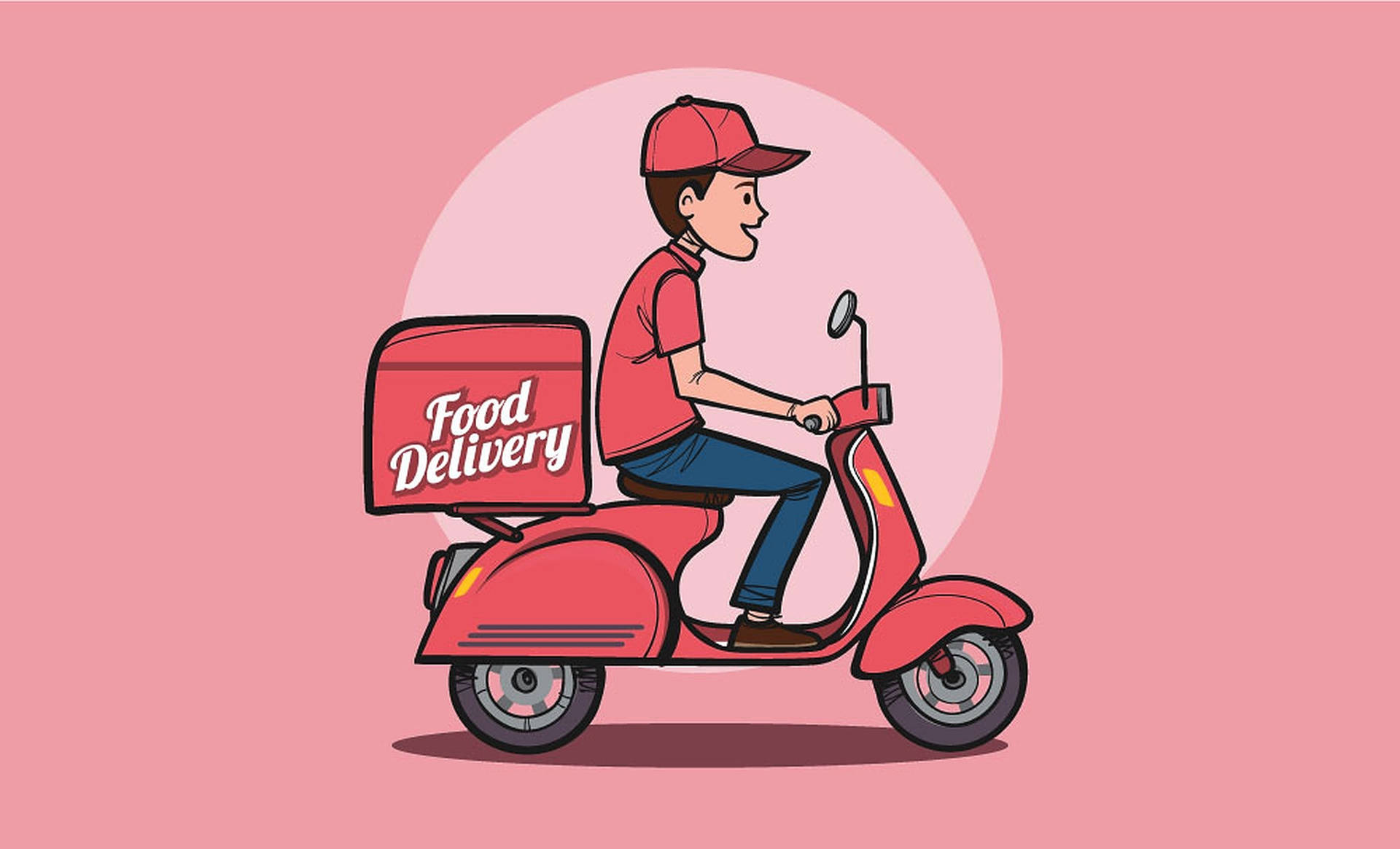 Food Delivery In Pink Background