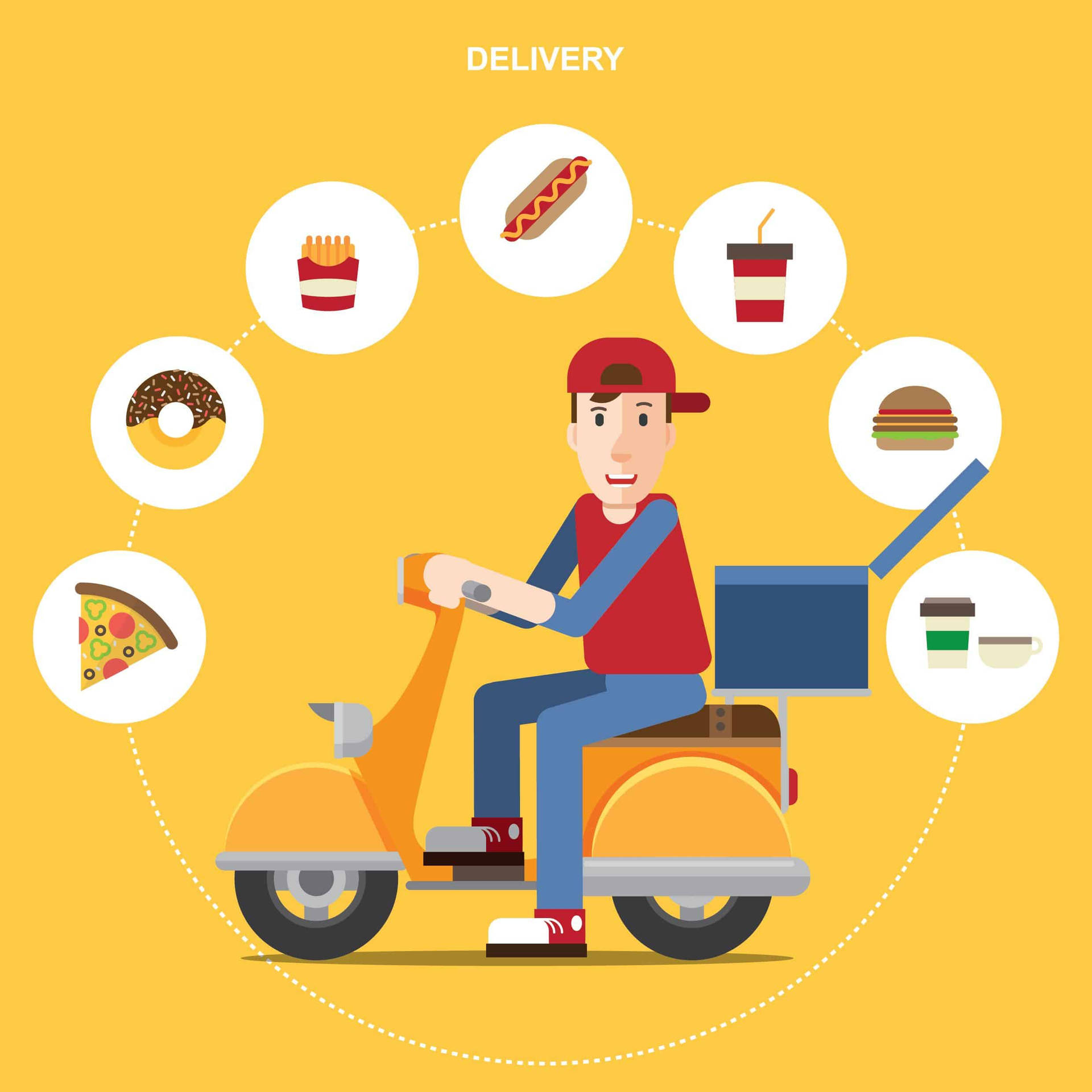 Food Delivery Yellow Poster Background