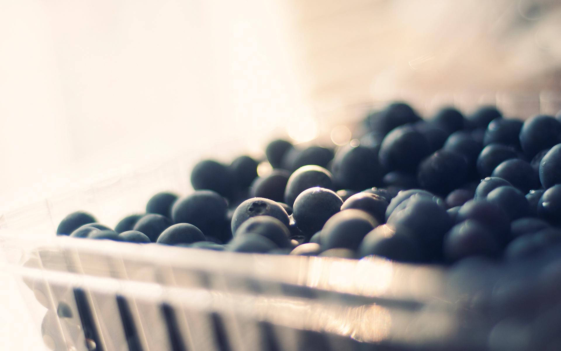 Food Photography Of Plastic Blueberries Crate Background