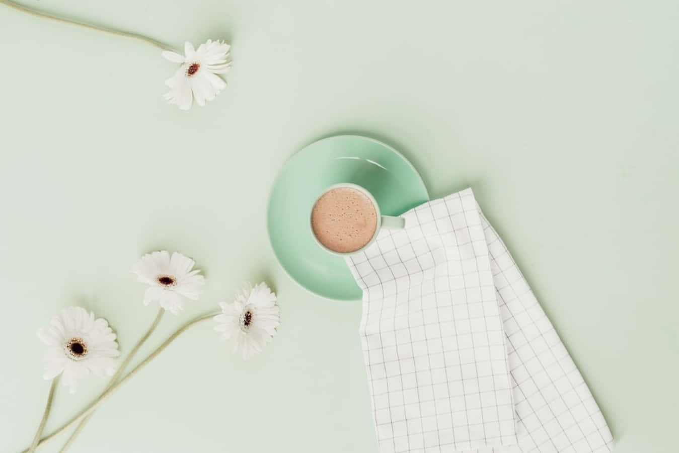 Food Photography Pastel Green Aesthetic Desktop Background