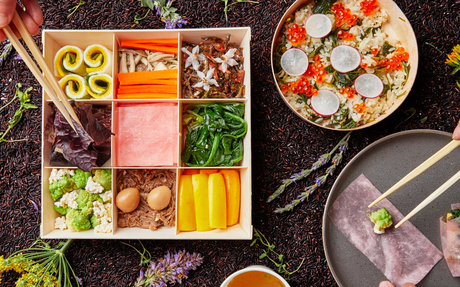 Food Table With Bento Background