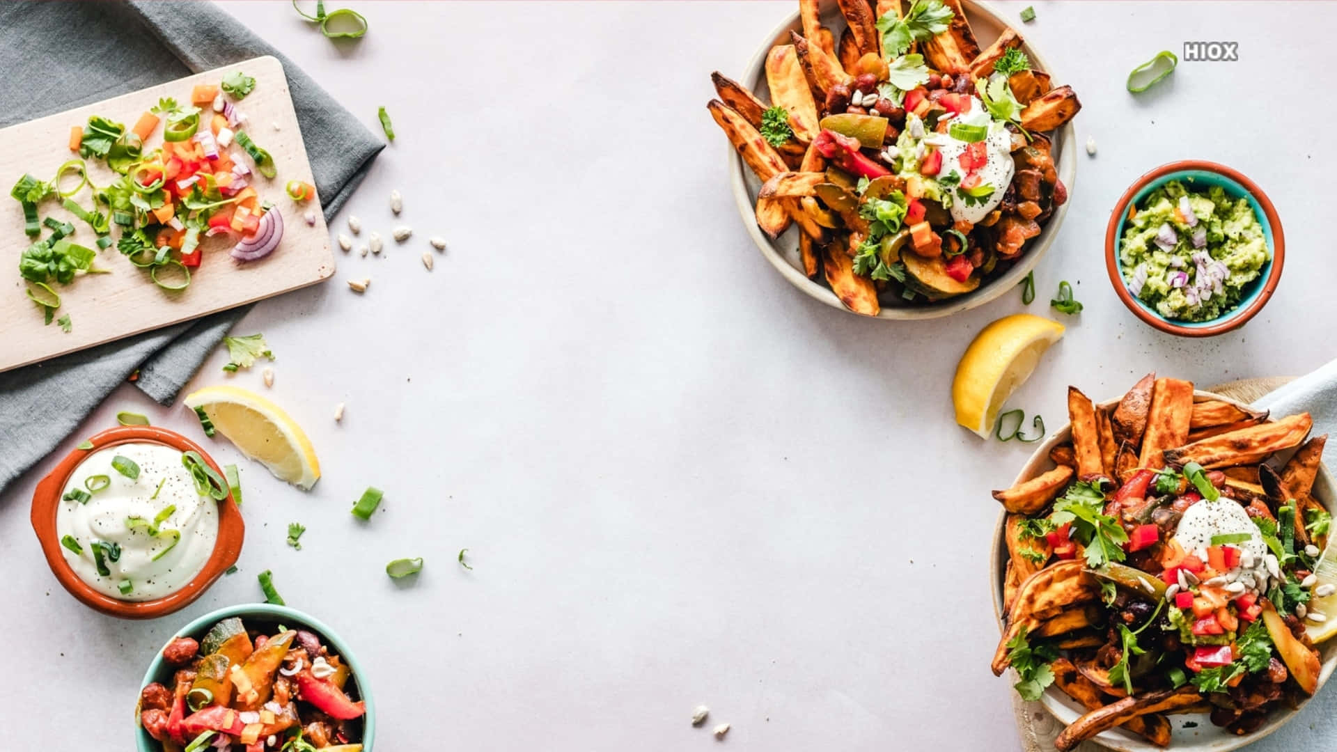 Food Table With Fries Background