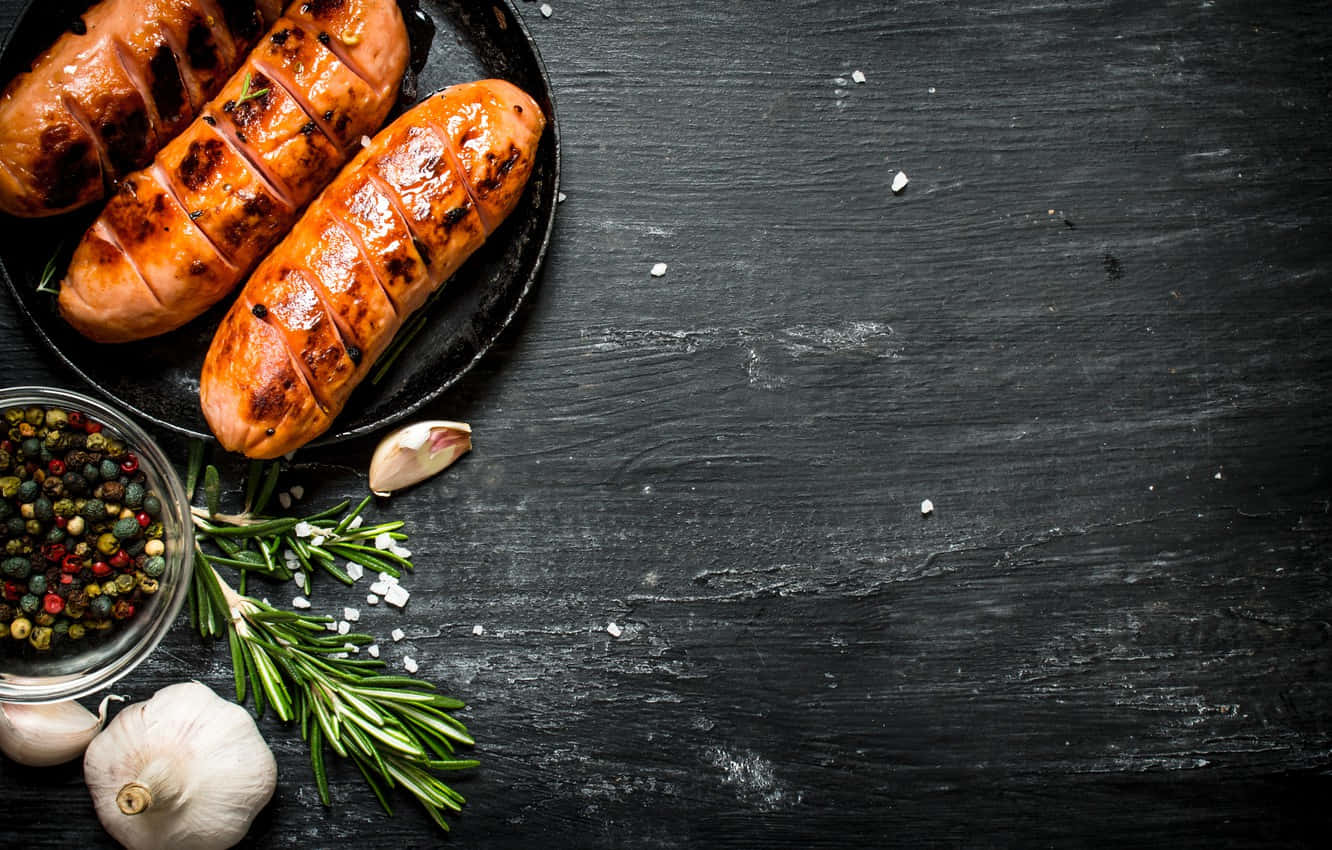 Food Table With Sausages Background