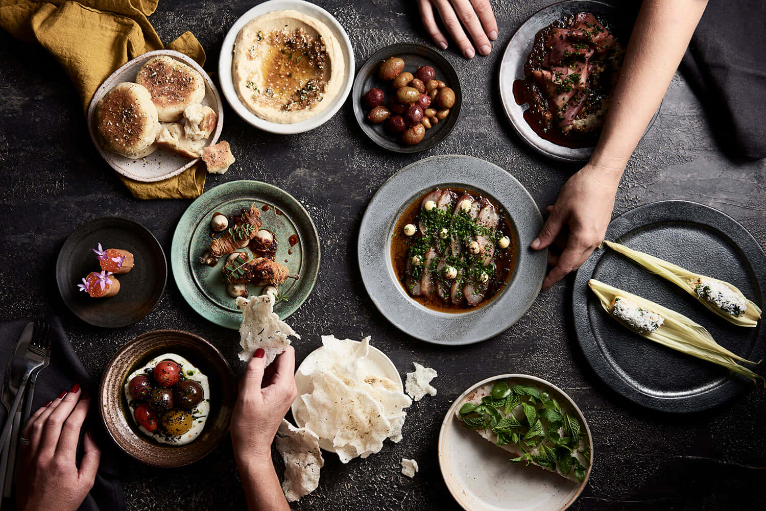 Food Table With Soup Background