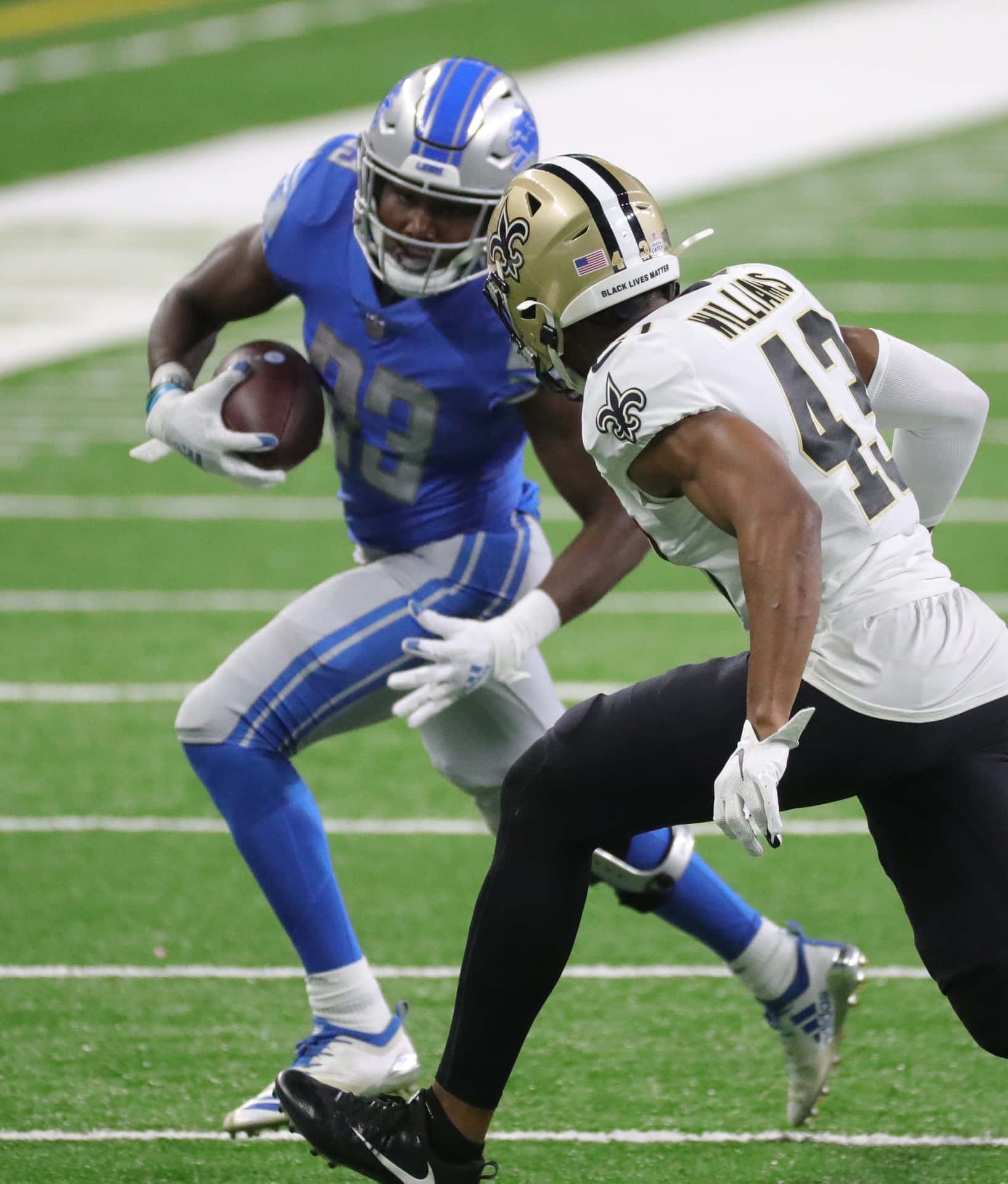 Football Action Running Back Evades Defender