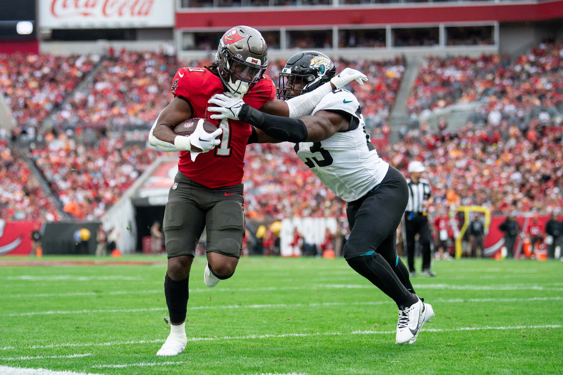 Football Action Running Back Evades Tackle Background