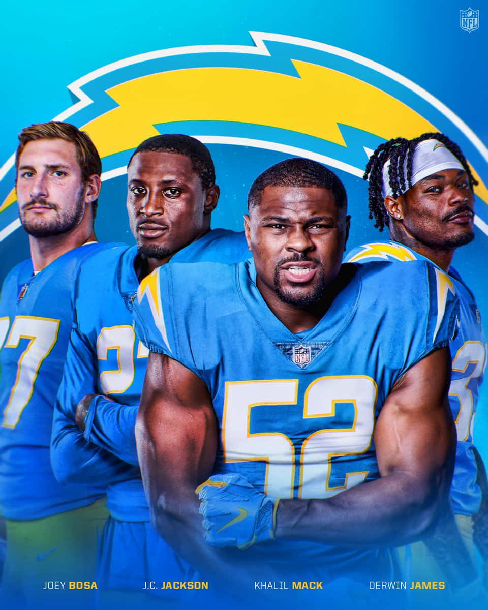 Football Cornerback Jc Jackson With His Los Angeles Chargers Teammates Background