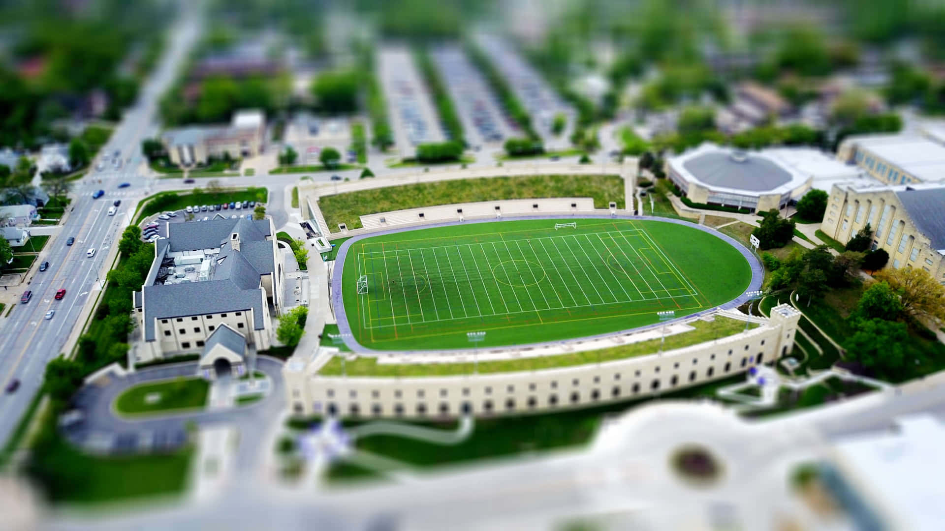 Football Field Stadium Miniature Background