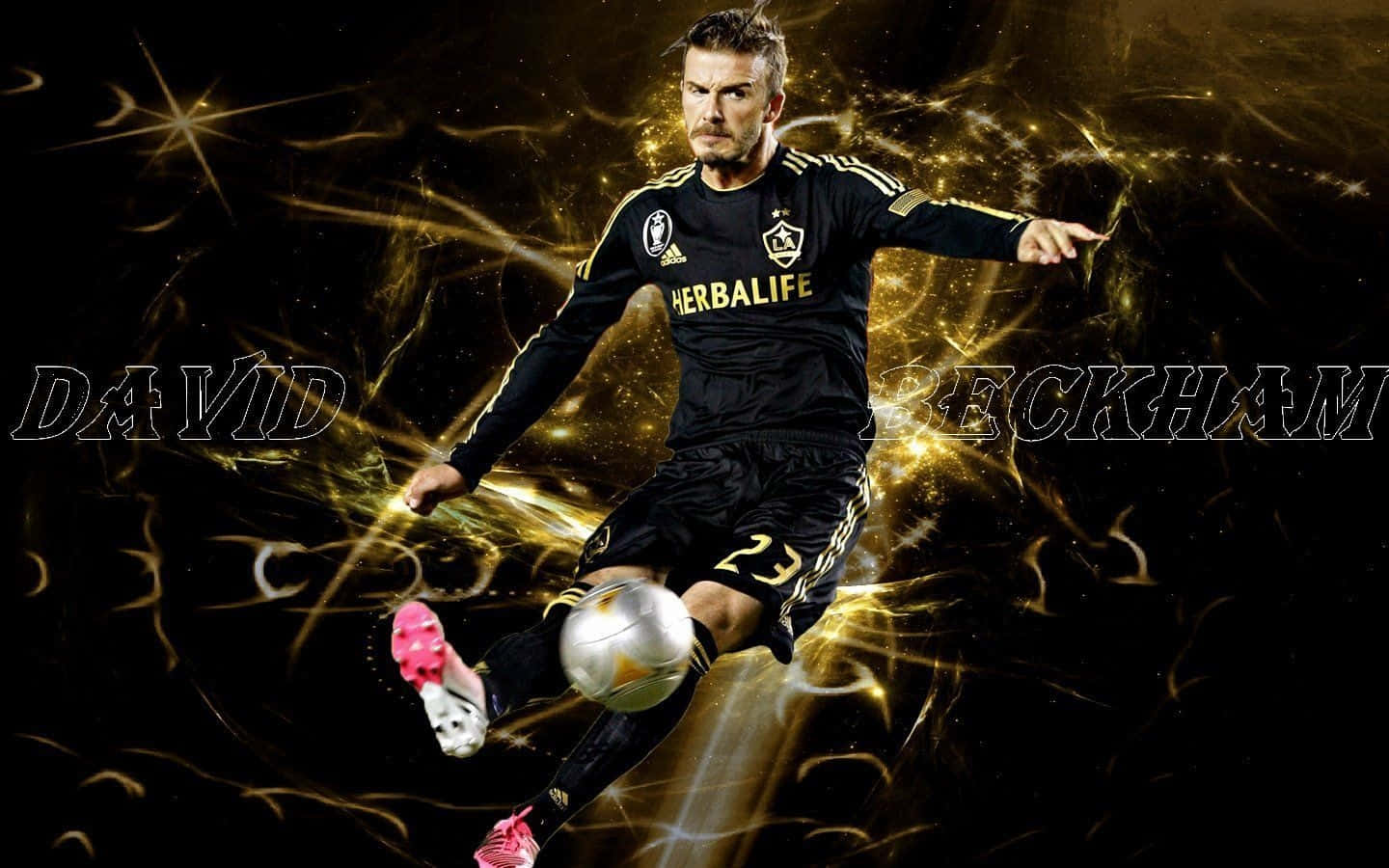 Football Galaxy David Beckham With Silver Ball Background