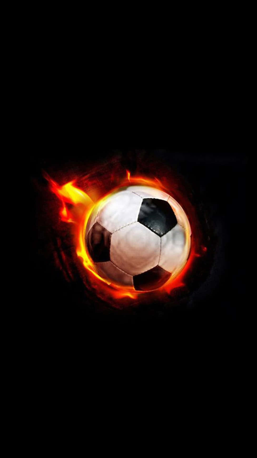Football Galaxy Flaming Ball In Dark Setting Background
