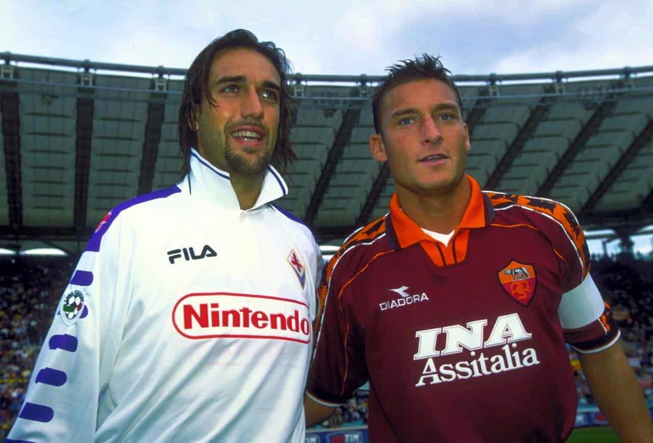 Football Player Gabriel Batistuta And Francesco Totti Background