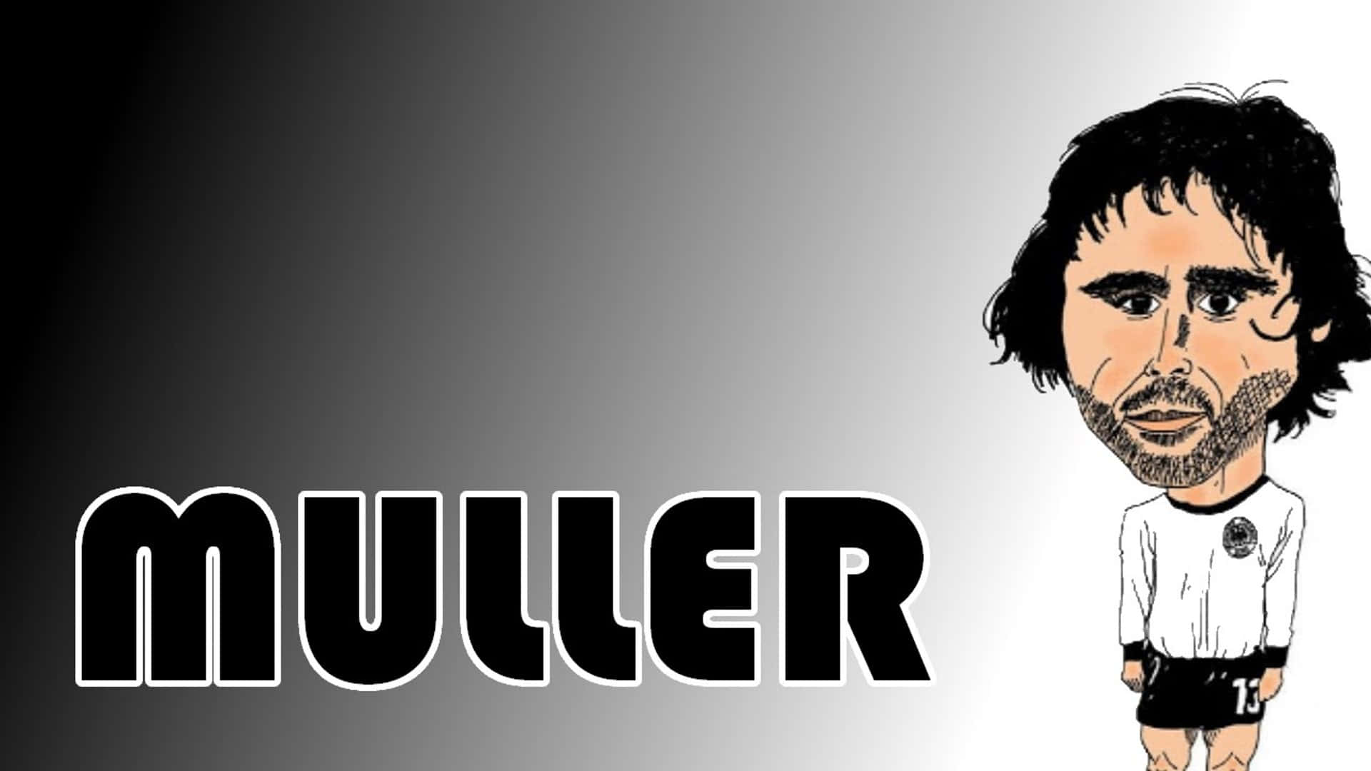 Football Player Gerd Muller Digital Caricature Background