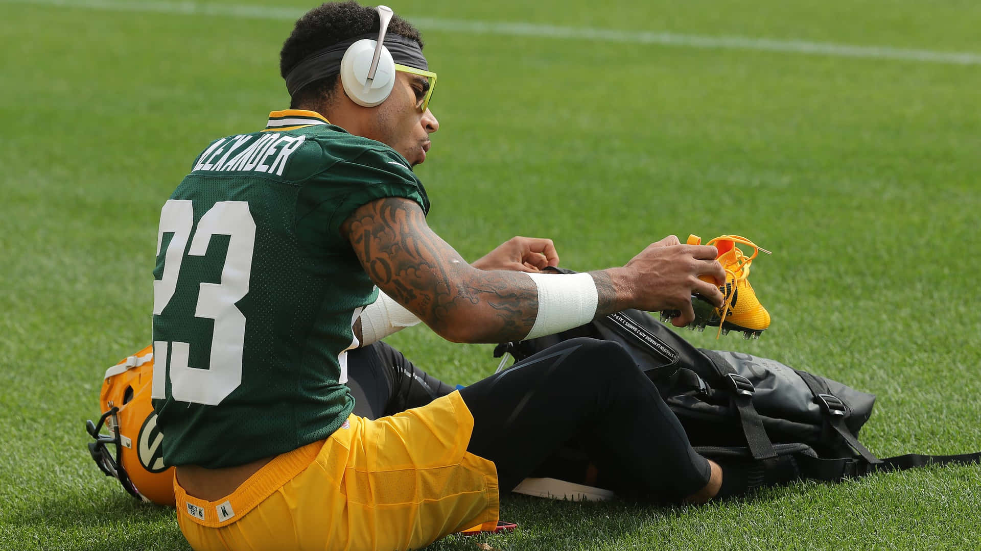 Football Player Preparation Moment Background