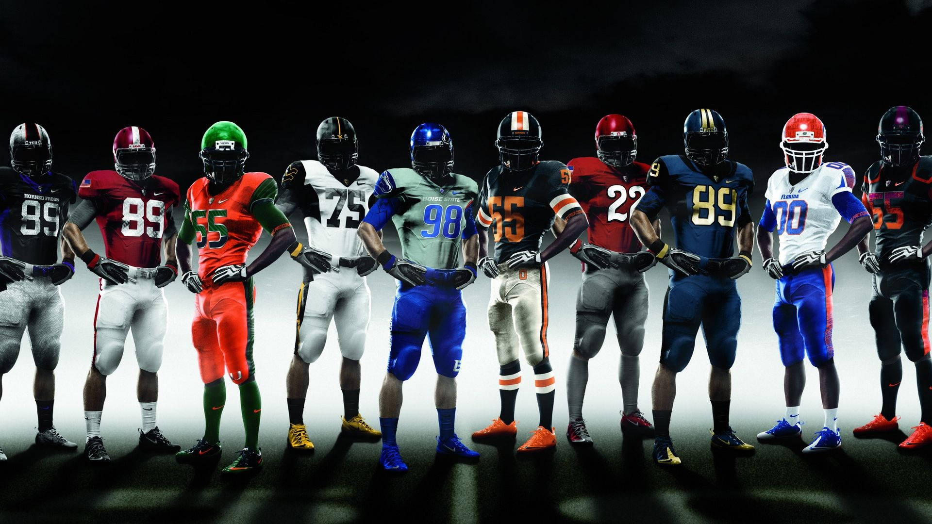 Football Players From Sports Different Teams Background