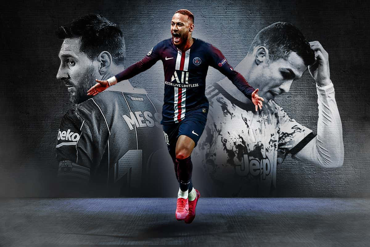Football Superstars Messi And Neymar Teaming Up To Score. Background
