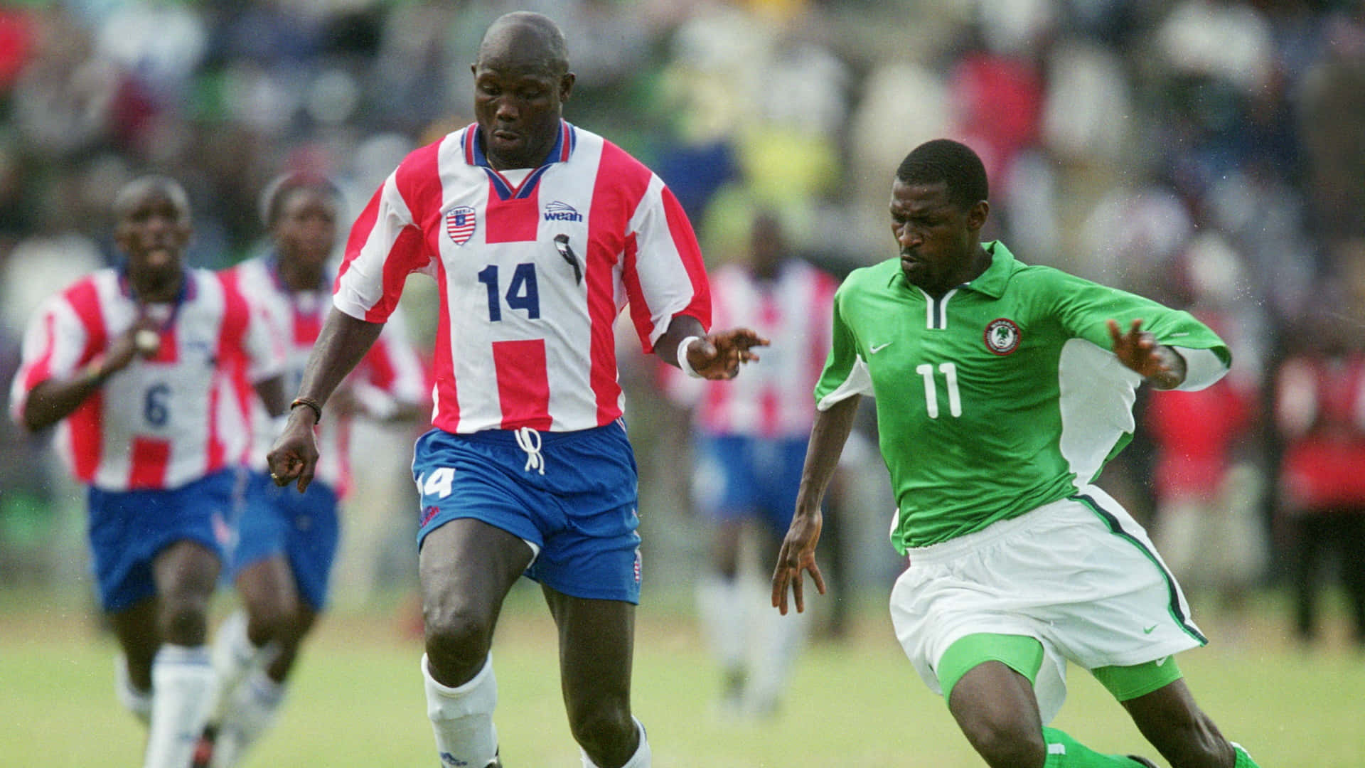 Footballer George Weah And Victor Moses Background