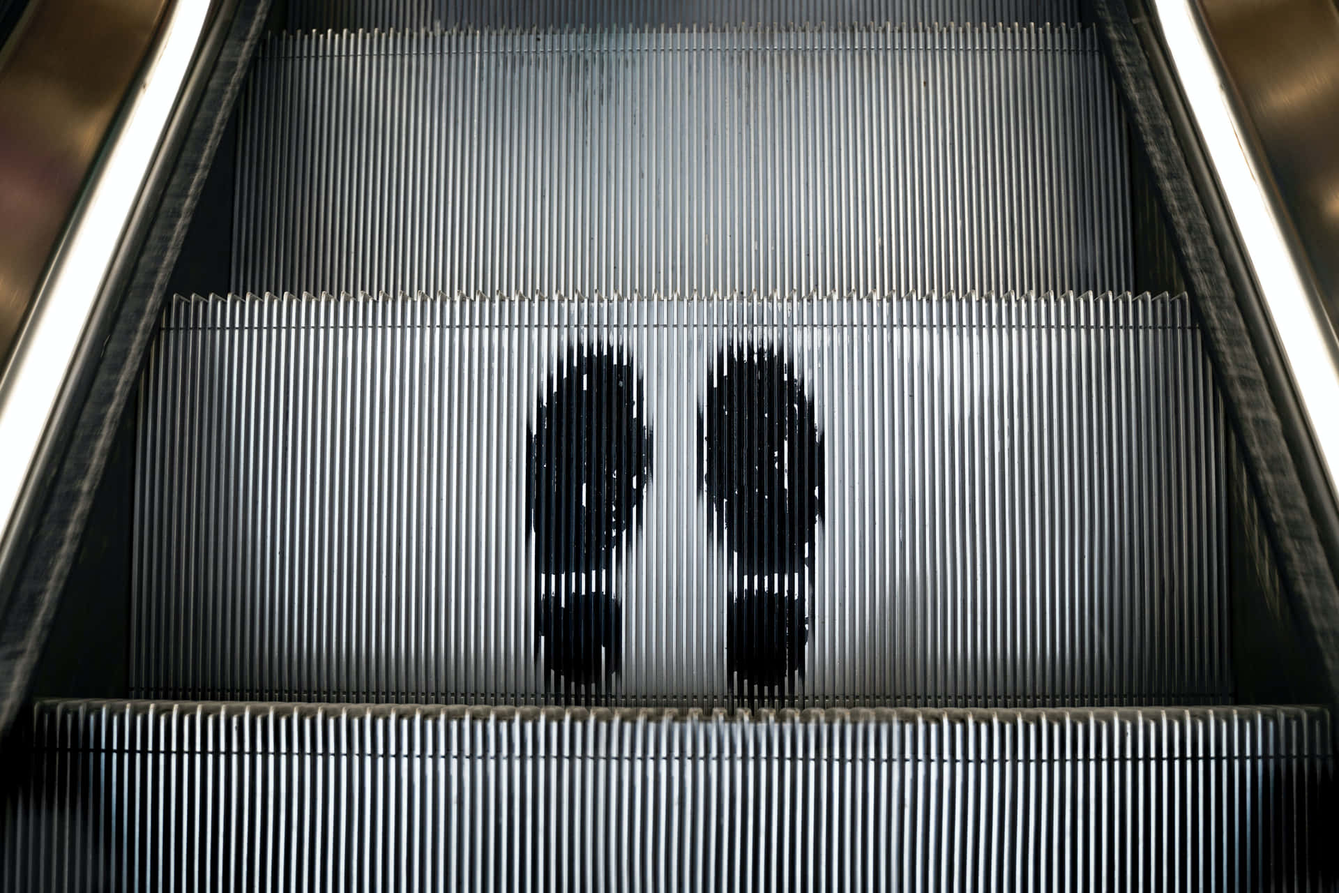 Footprints On Automatic Escalator Background