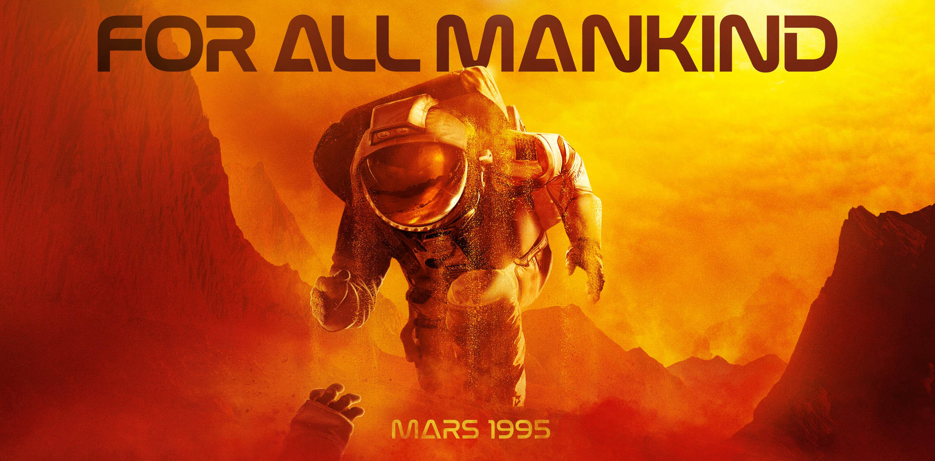 For All Mankind Astronaut On Mars Background