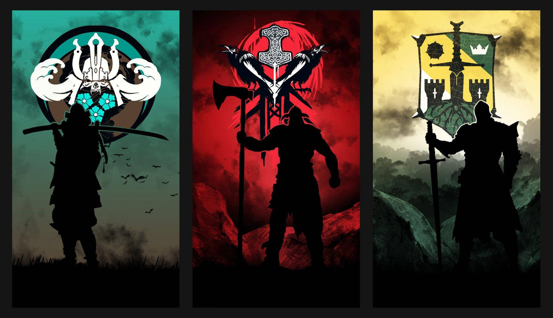 For Honor Game Faction Silhouettes And Flags