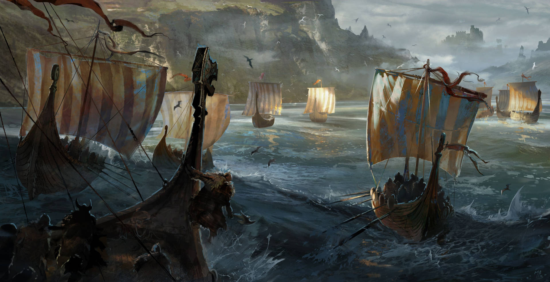 For Honor Game Viking Ships At Sea