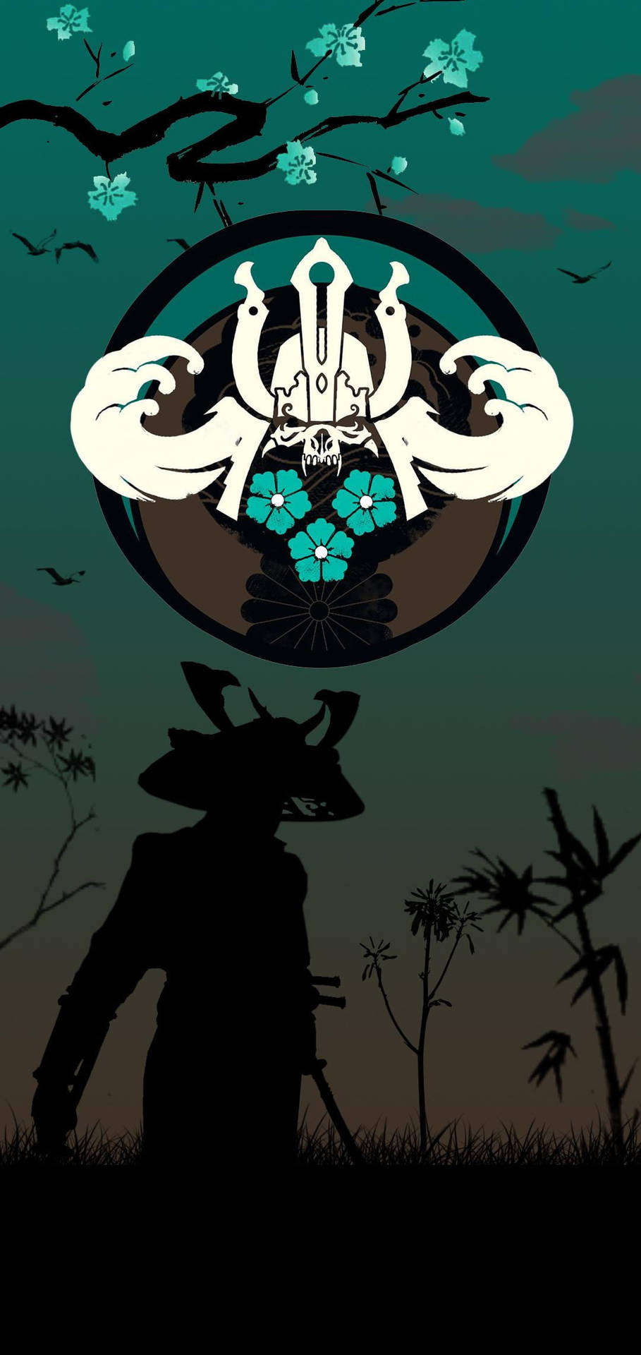 For Honor Phone Samurai Logo And Silhouette Background