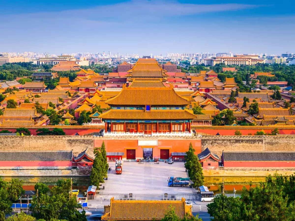 Forbidden_ City_ Aerial_ View_ Beijing Background