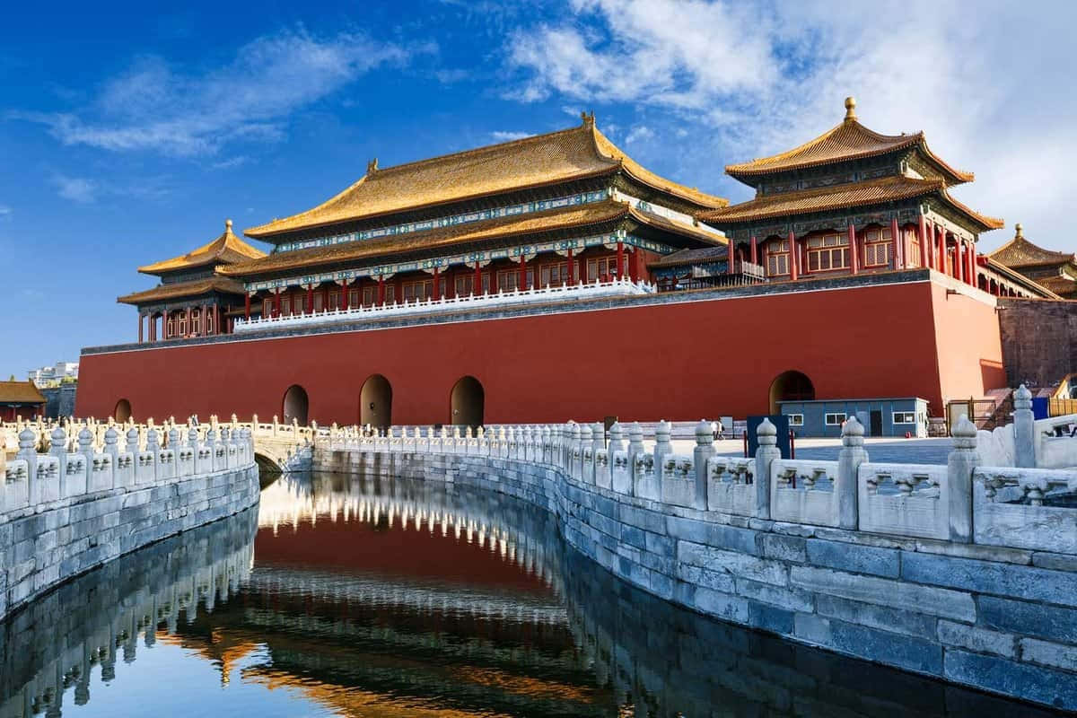 Forbidden_ City_ Meridian_ Gate_ Reflection Background